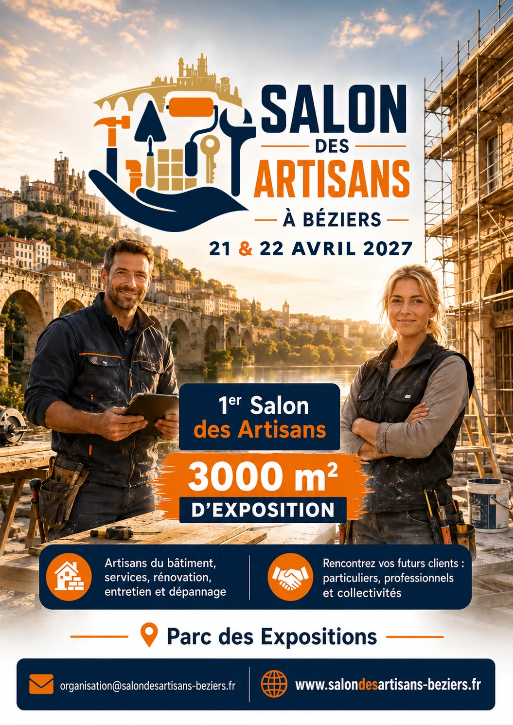 Affiche officielle du Salon des Artisans à Béziers — 21 et 22 avril 2027